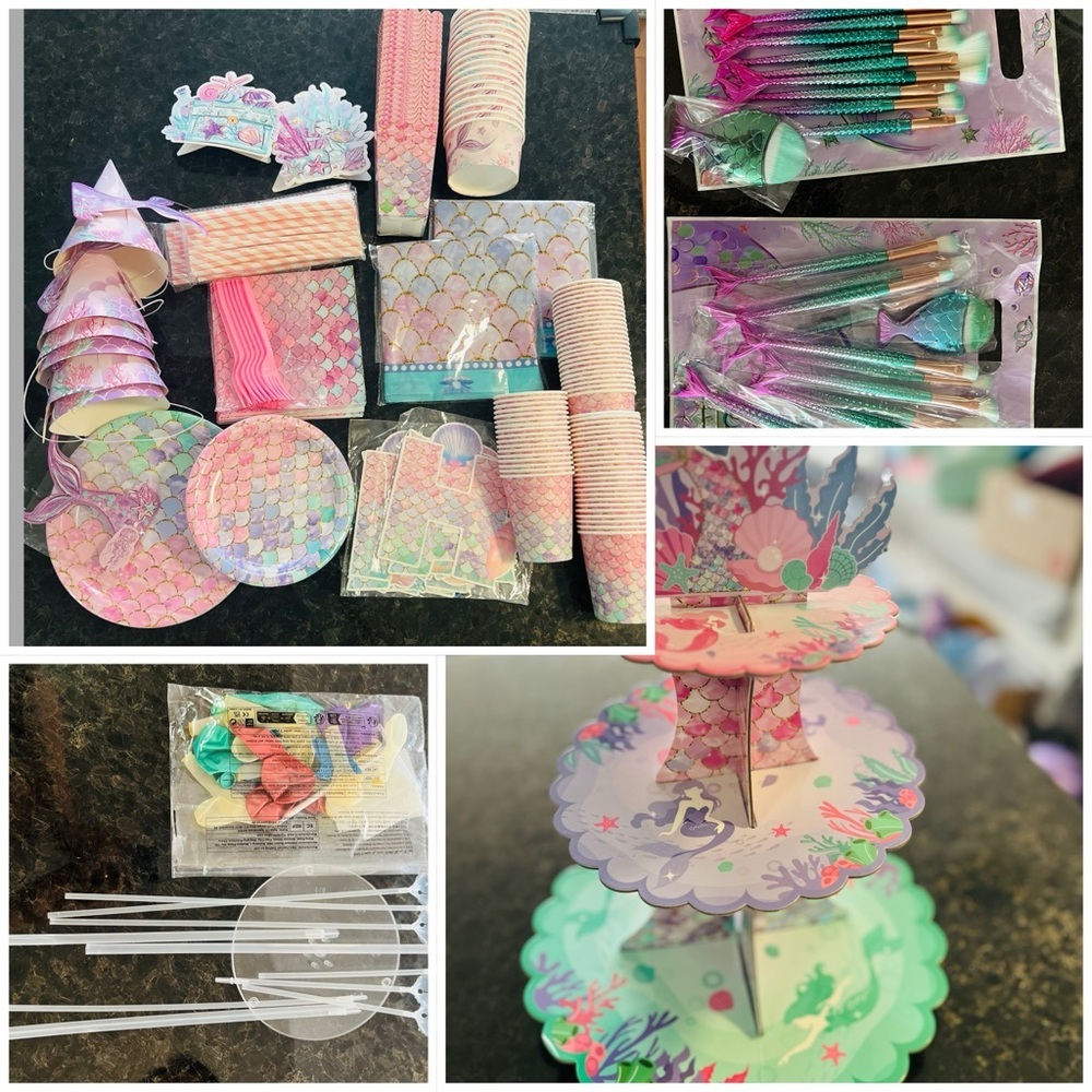 Mermaid Party Supplies Set - Multicolor
